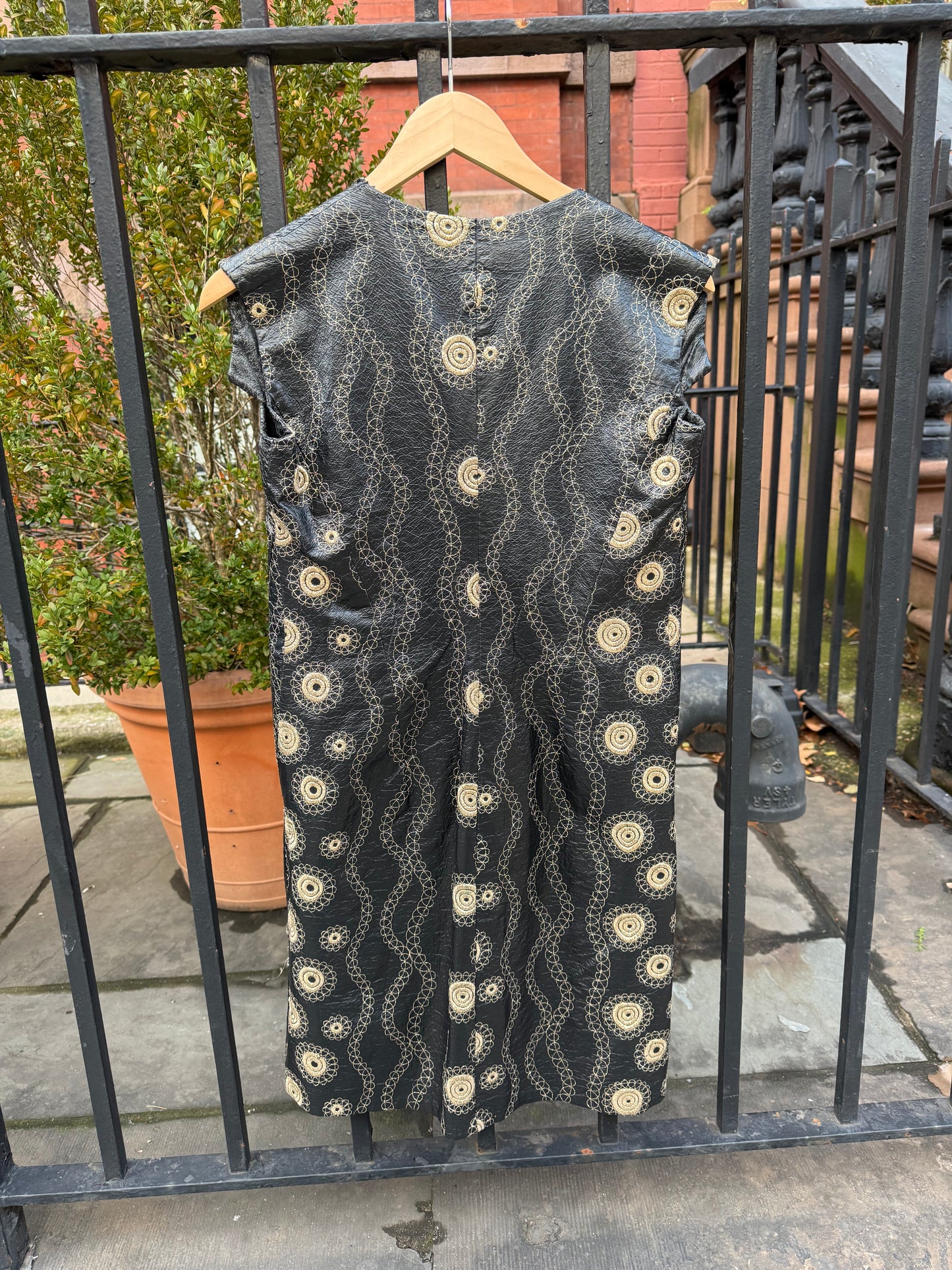 60s Vintage Black Embroidered Vest/Dress