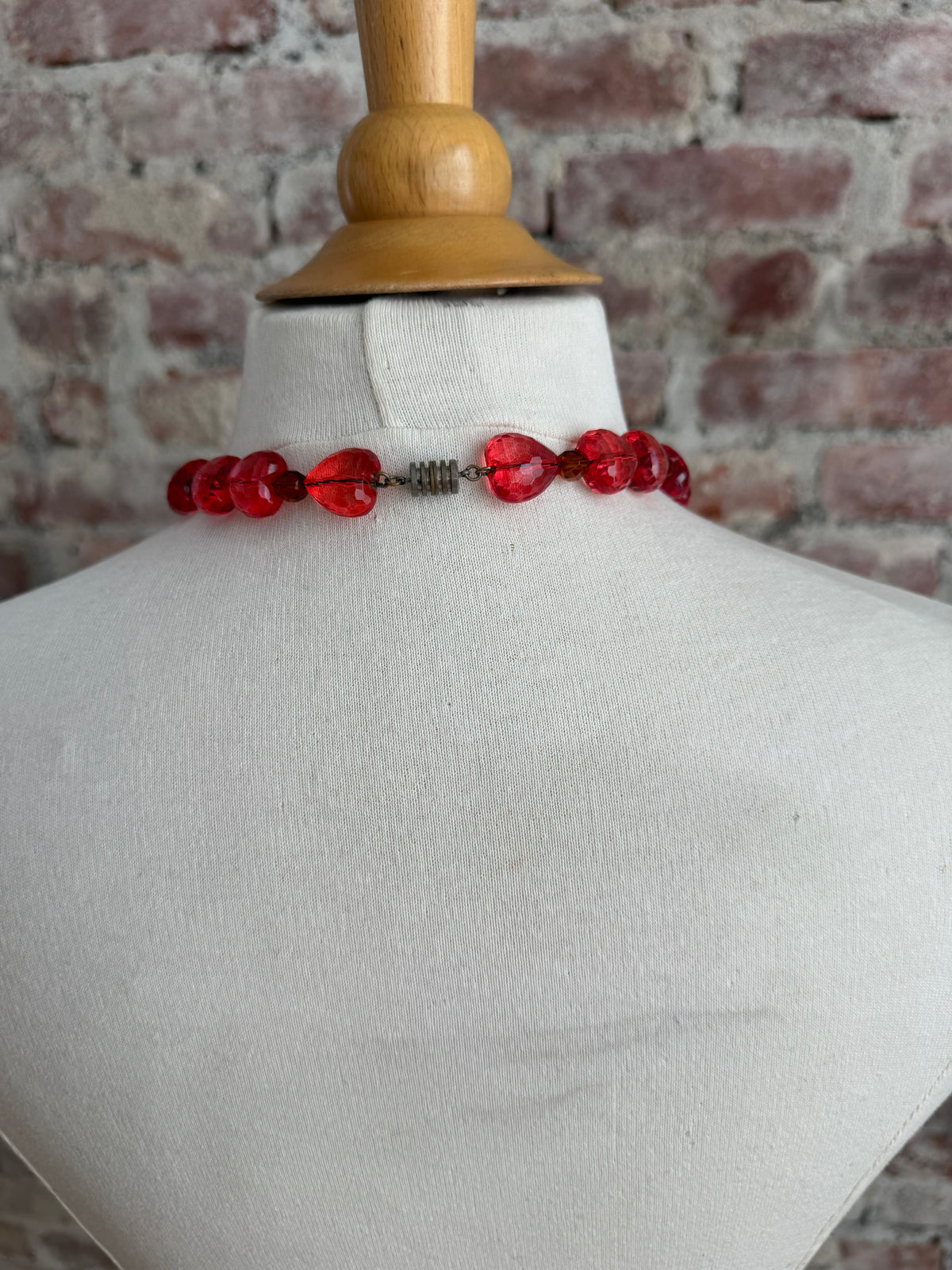 Vintage red resin beaded necklace