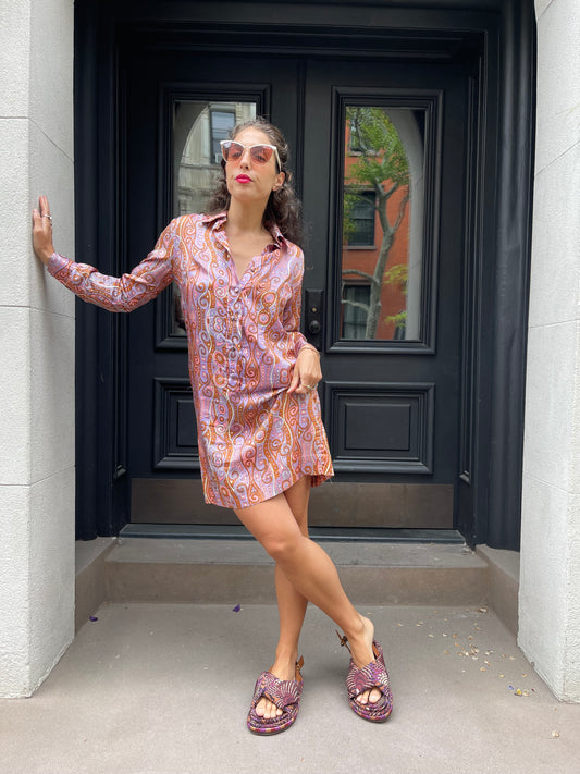60s/70s psychedelic print dress