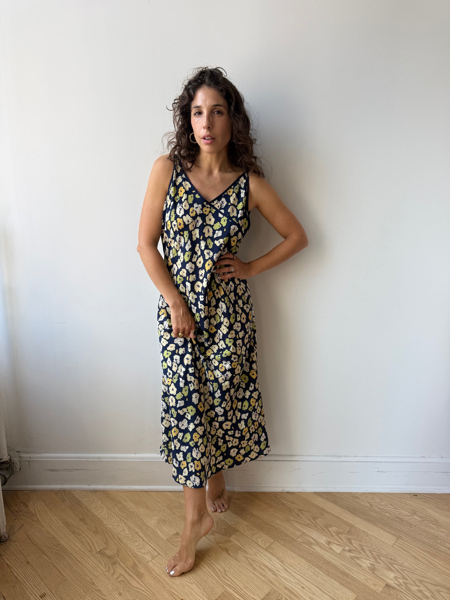 90s Natori floral print dress
