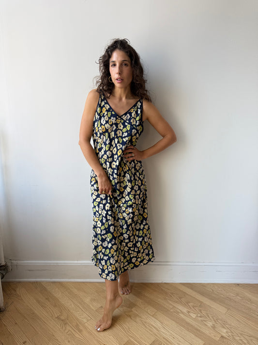 90s Natori floral print dress