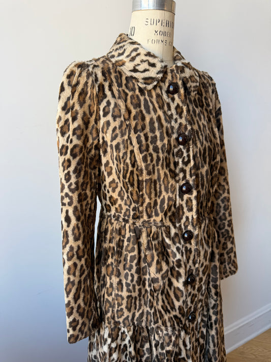 90s/ Y2K Leopard Faux Fur coat