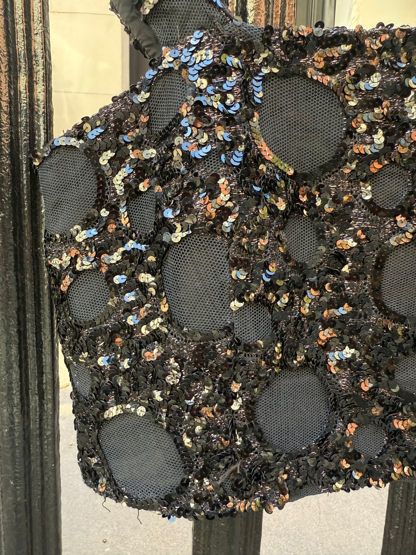 French Antique Black Sequin Crop Top