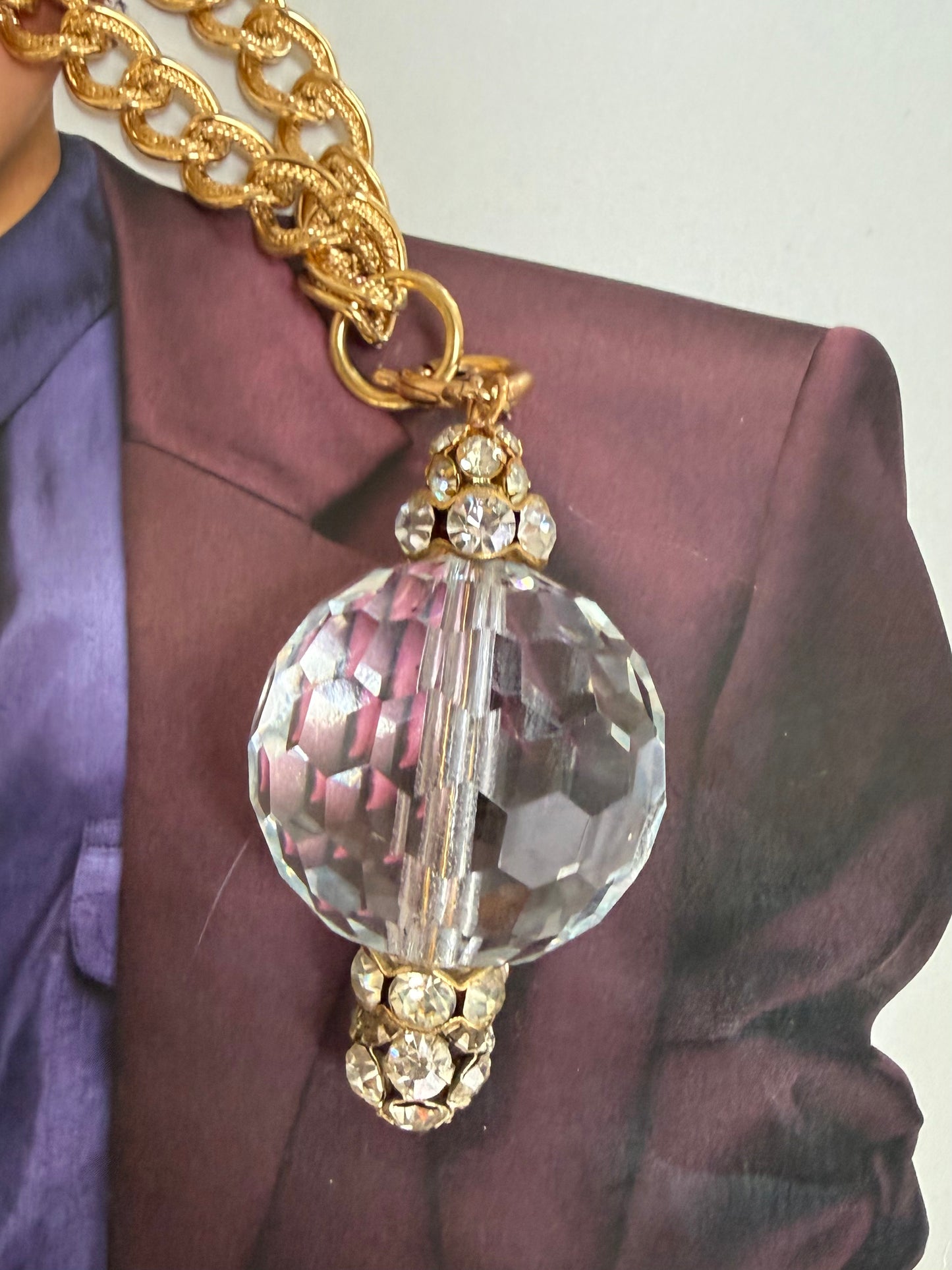 1970s William de Lillo Crystal Pendant Necklace