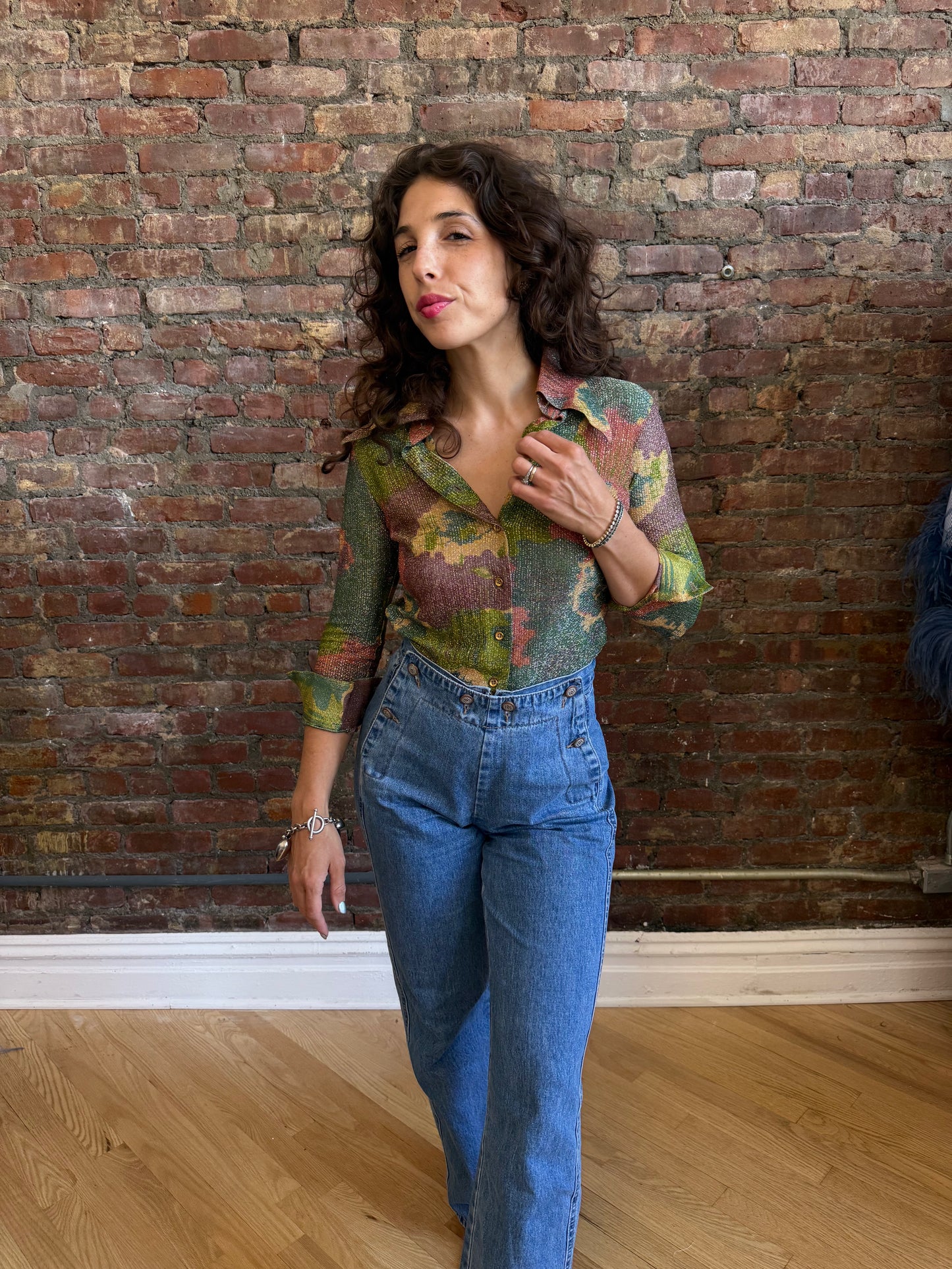 70s multicolored Lurex disco shirt