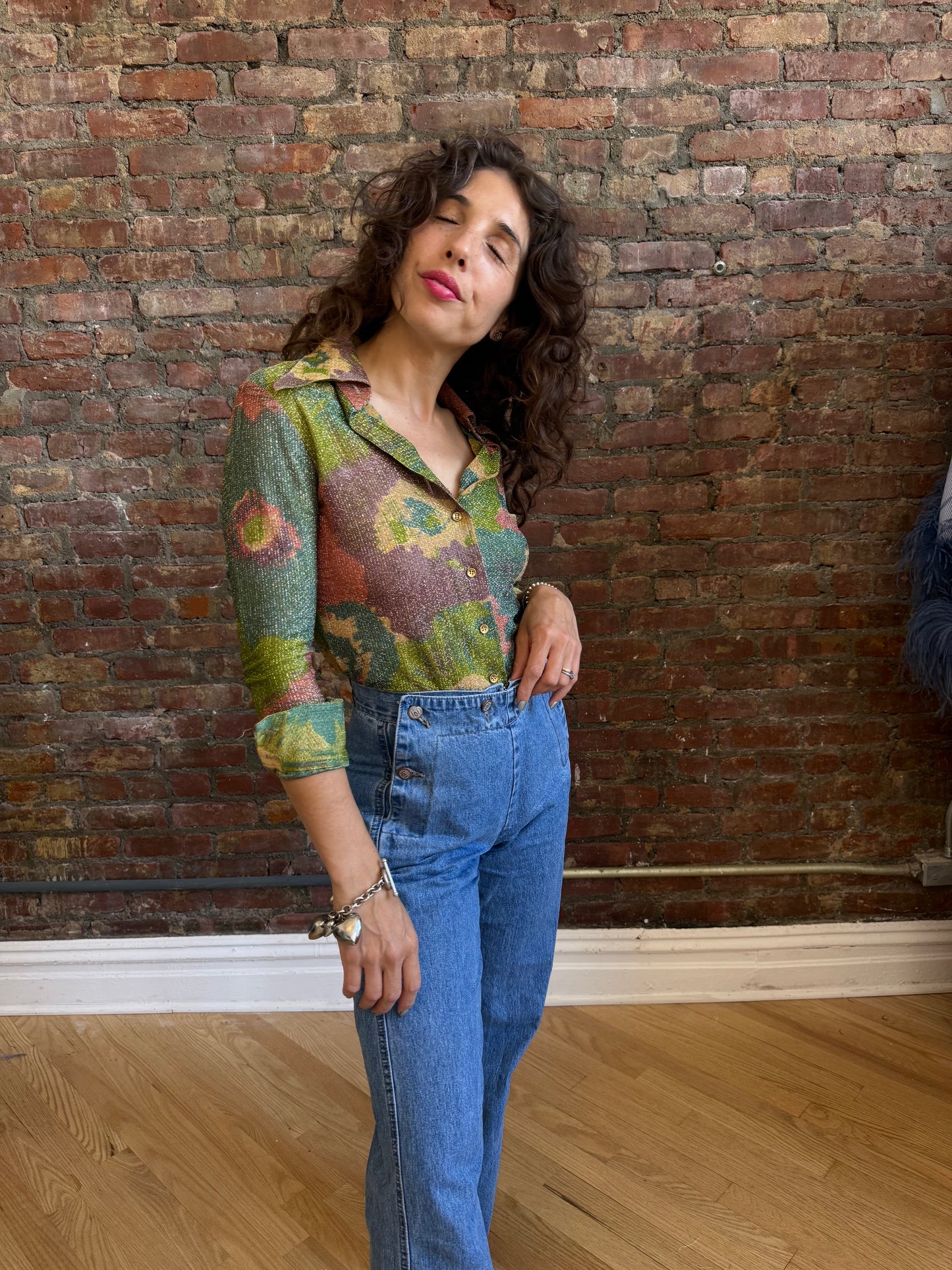 70s multicolored Lurex disco shirt