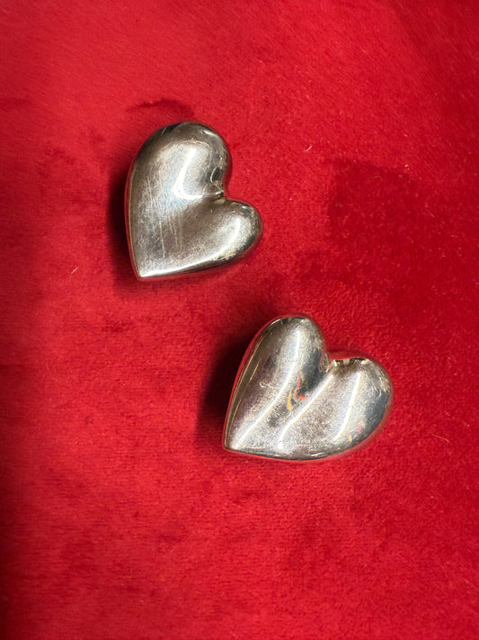 Vintage Carolee Silver Heart Clip-on Earrings