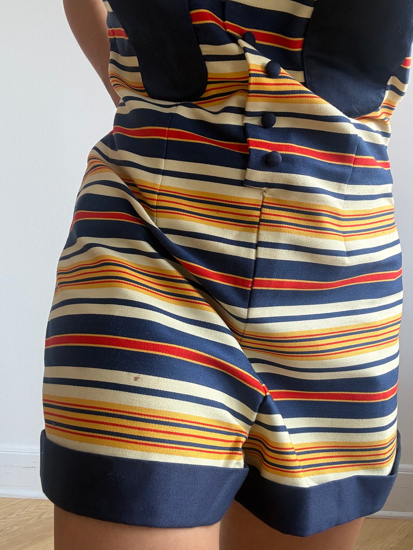 60s Ladybug Striped Romper