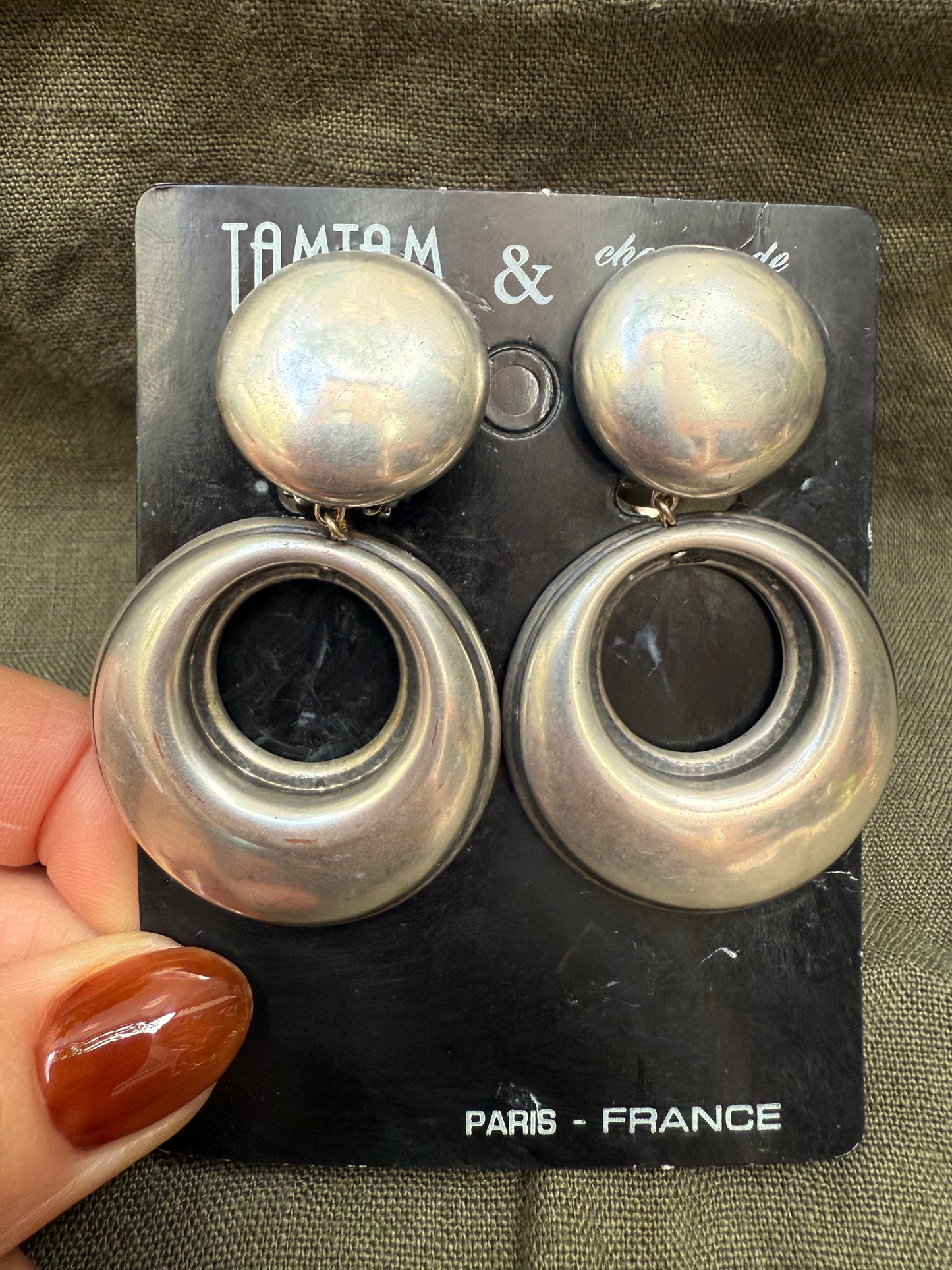 Deadstock Vintage silver tone Hoop Earrings