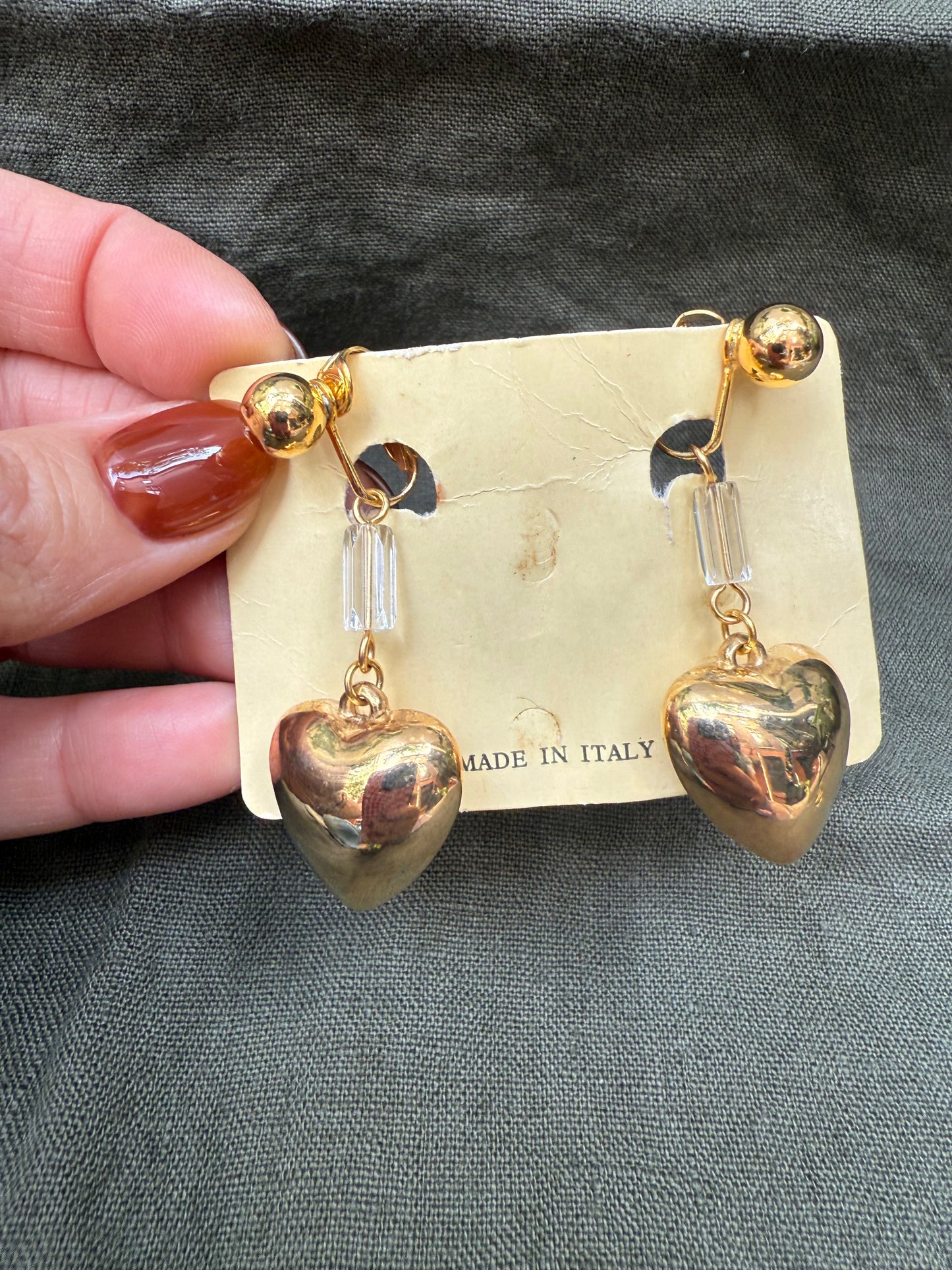 80s Deadstock Gold Heart Drop earrings