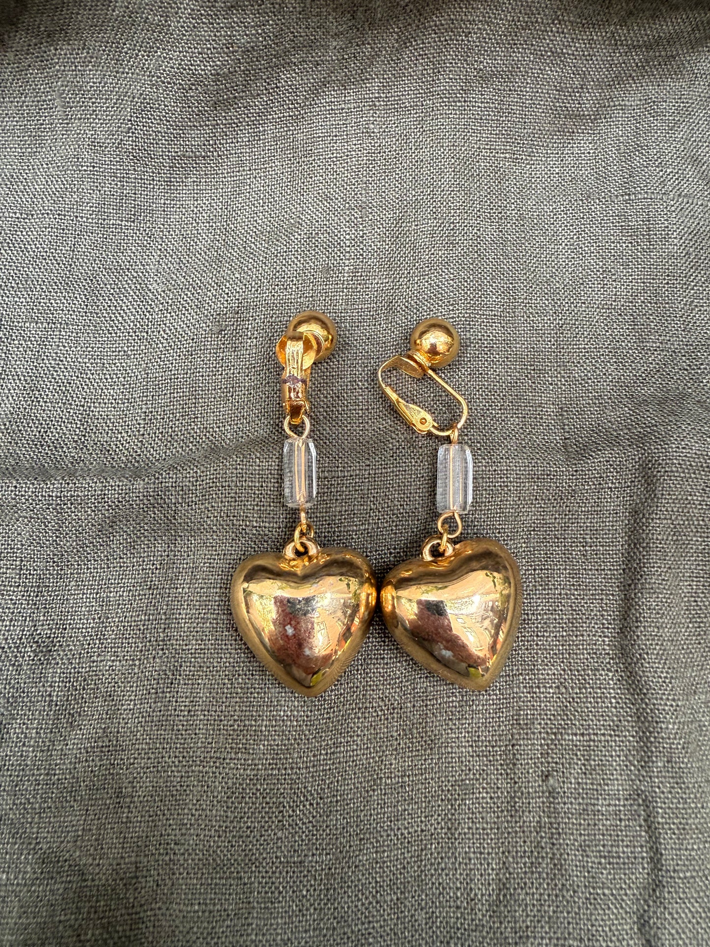 80s Deadstock Gold Heart Drop earrings