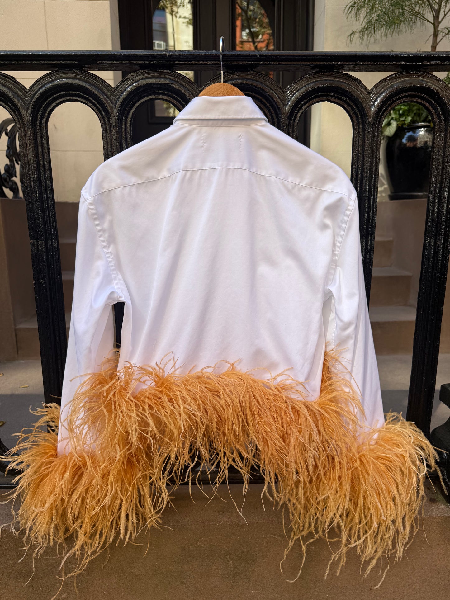 The Colette Feather Shirt - White & Golden Tumeric