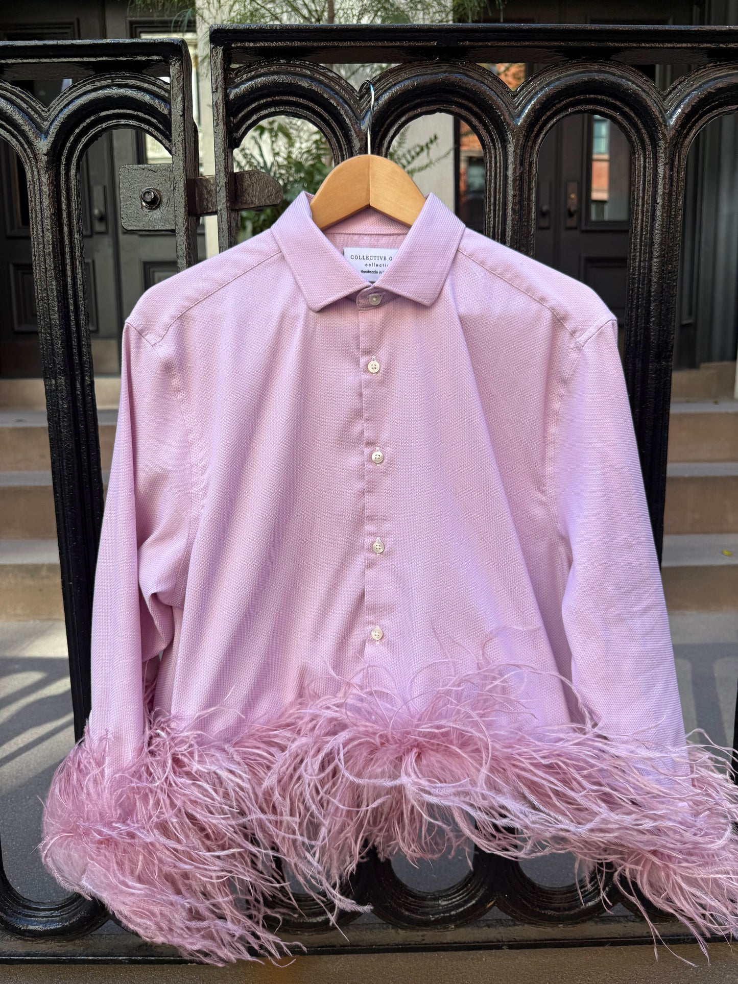 The Colette Feather Shirt - Dusty Pink & Dusty Rose