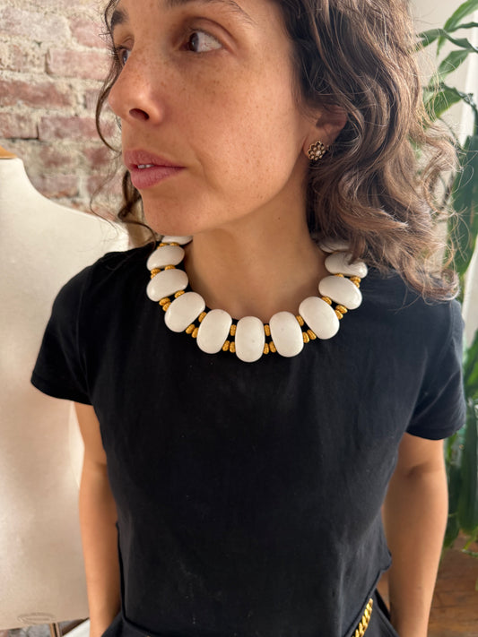 1970s Rare William de Lillo White Resin Collar Necklace