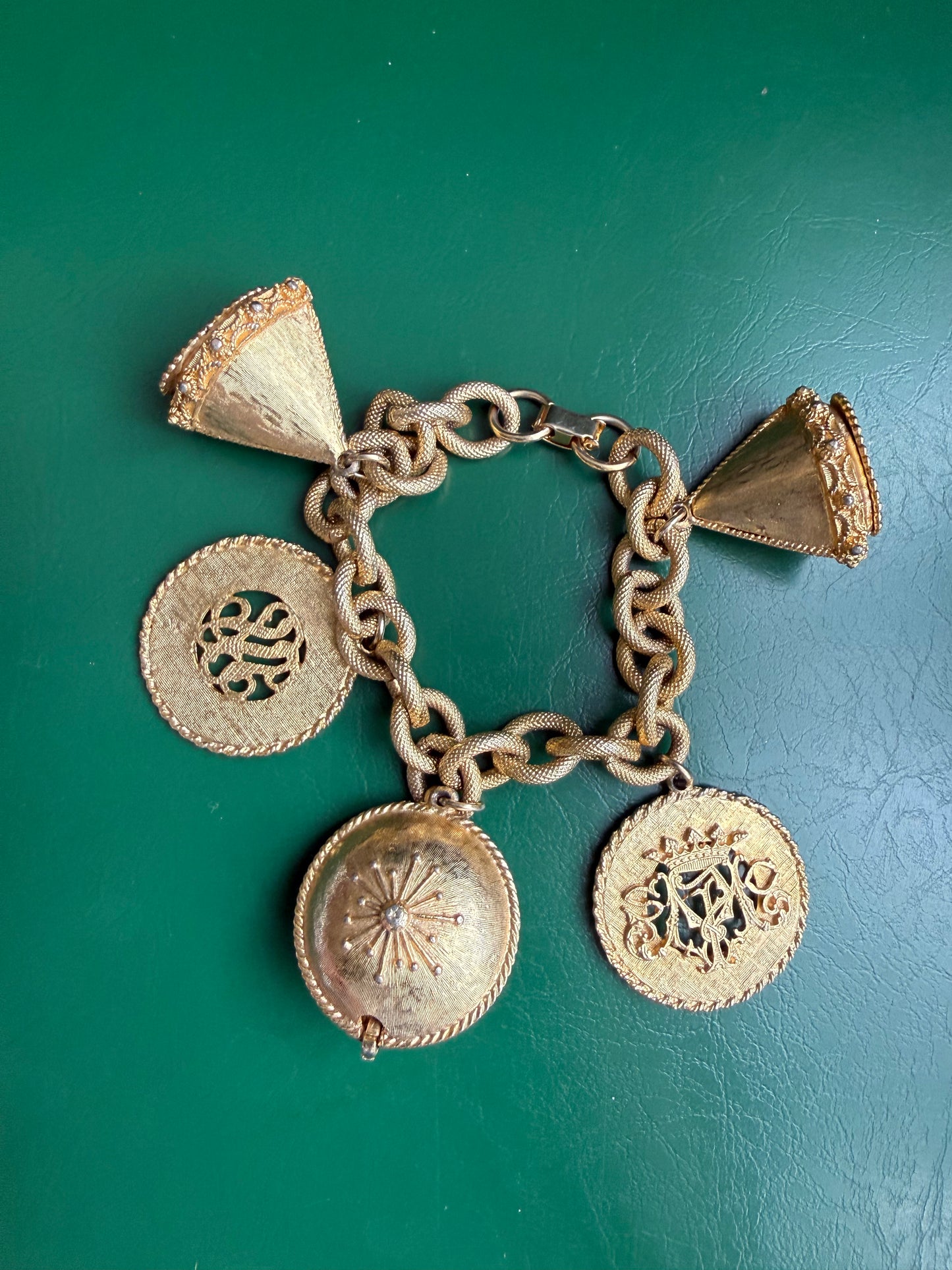 Vintage Gold-Tone Charm Bracelet