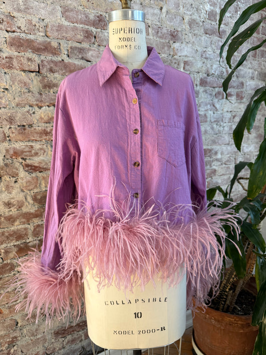 The Colette Feather Shirt - Purple & Blush