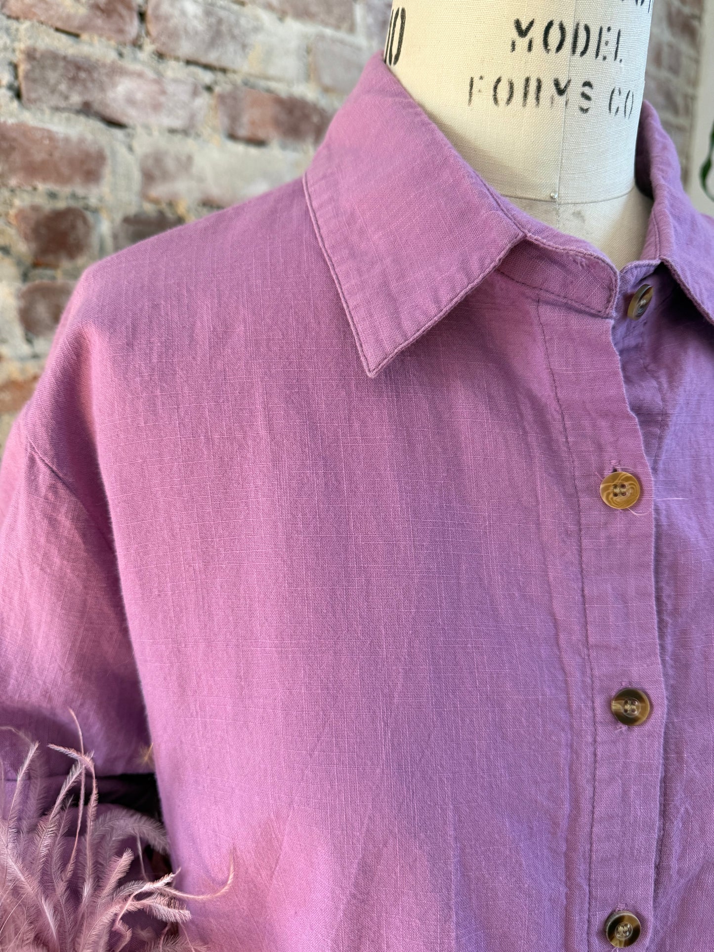 The Colette Feather Shirt - Purple & Blush
