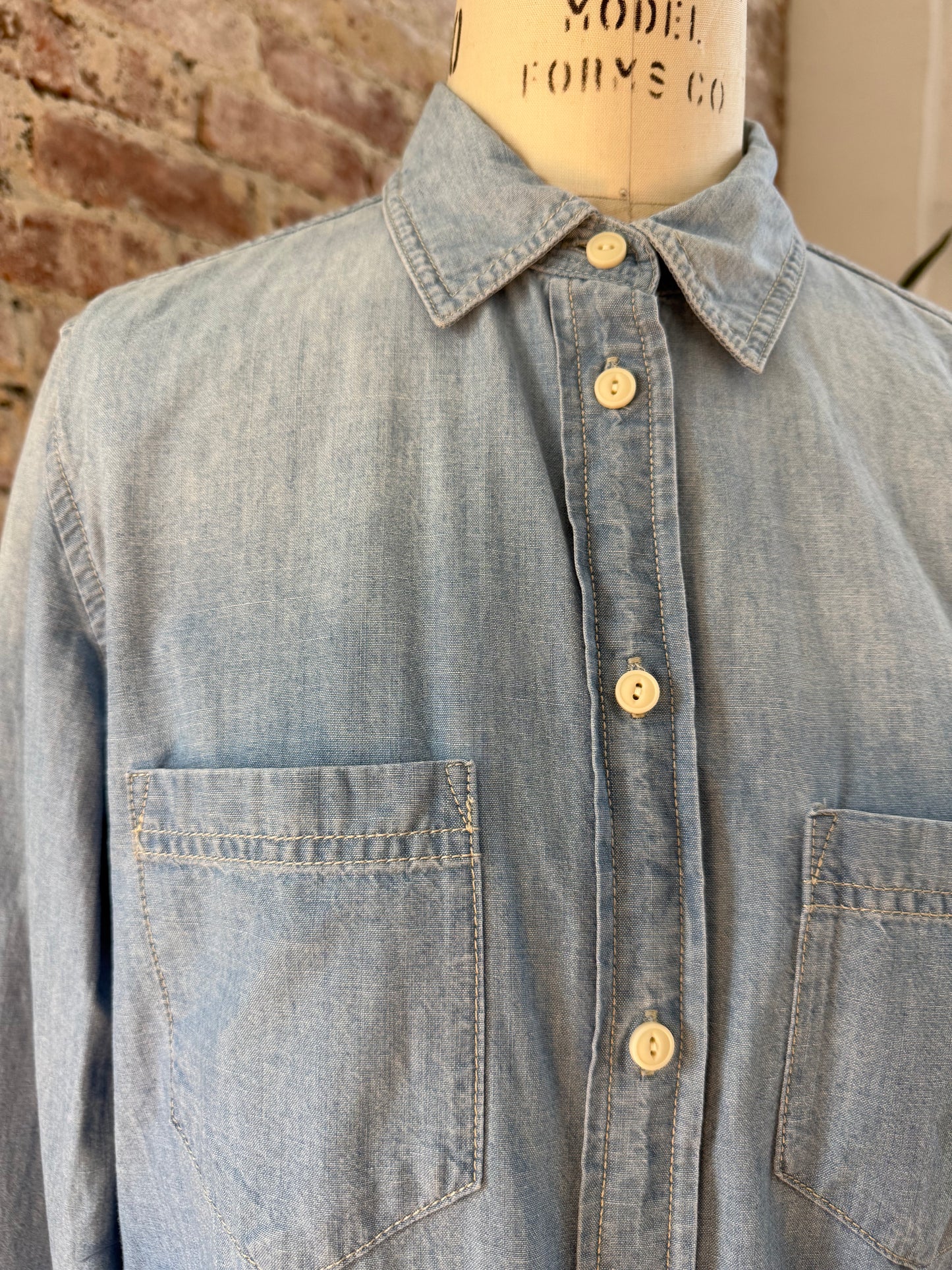 The Colette Denim Shirt w denim feathers