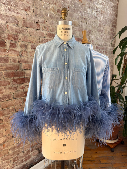 The Colette Denim Shirt w denim feathers