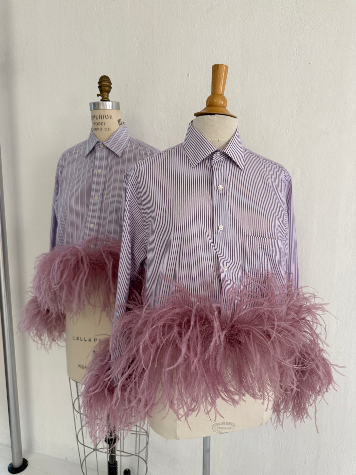 The Colette - purple pinstripe & Dusty rose