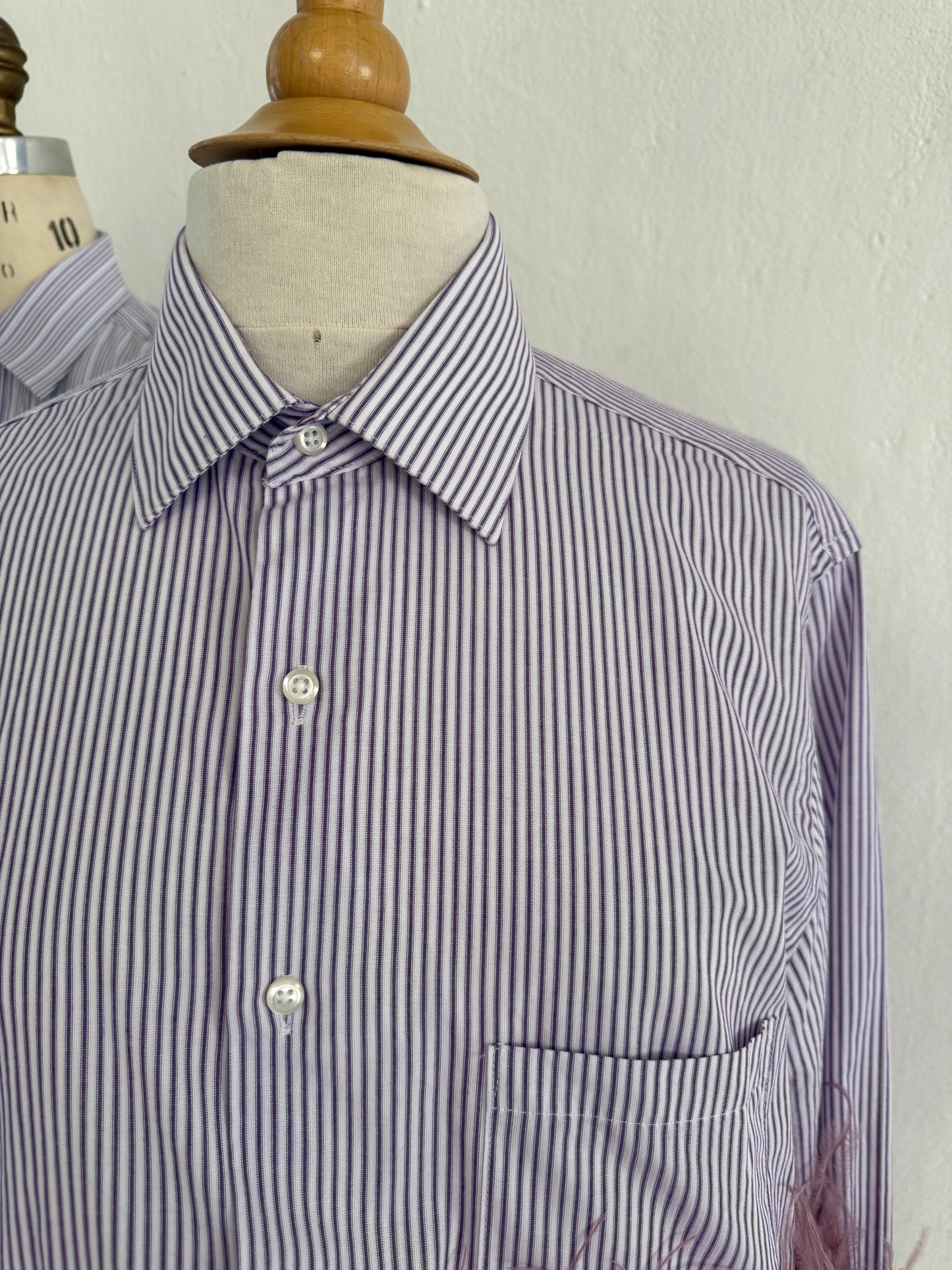 The Colette - purple pinstripe & Dusty rose