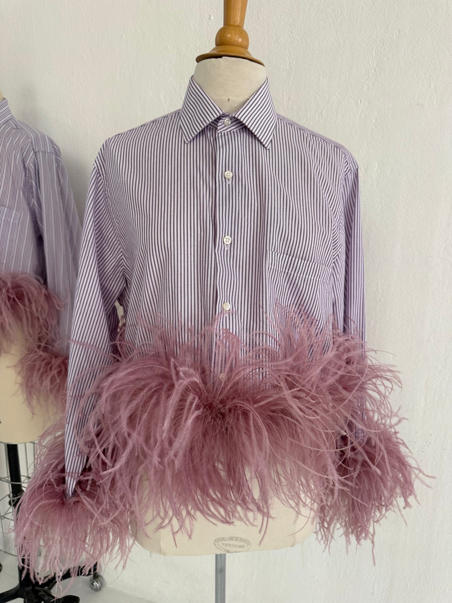 The Colette - purple pinstripe & Dusty rose