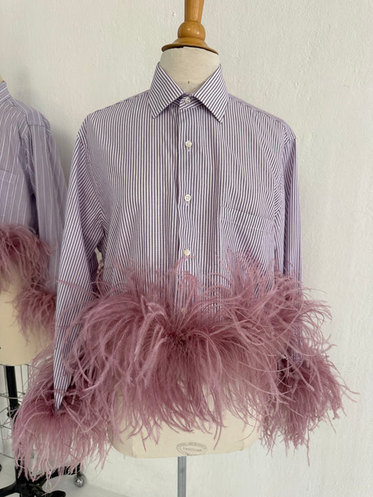The Colette - purple pinstripe & Dusty rose