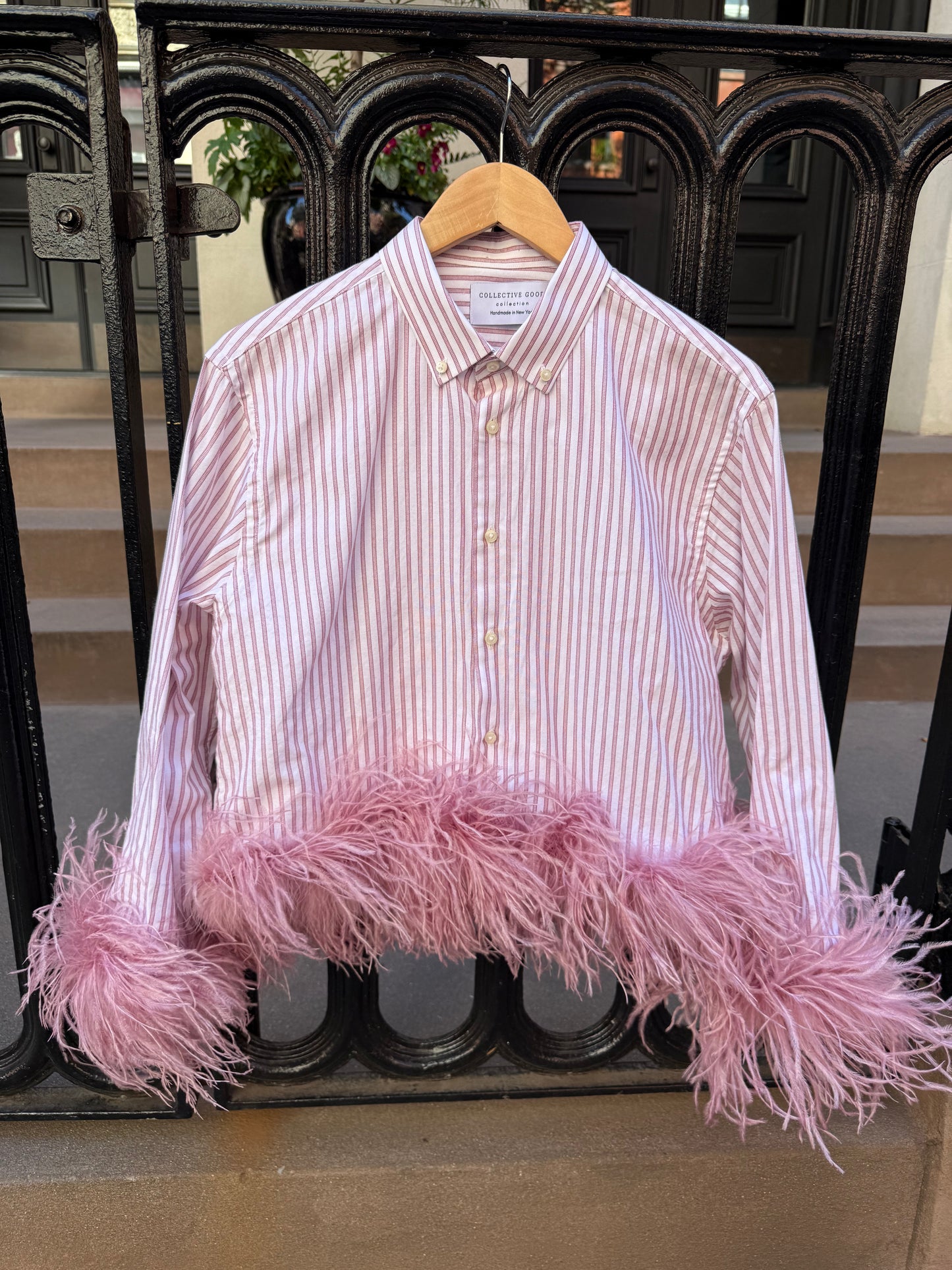 The Colette Feather Top - Red Ticking Stripe & Dusty Rose