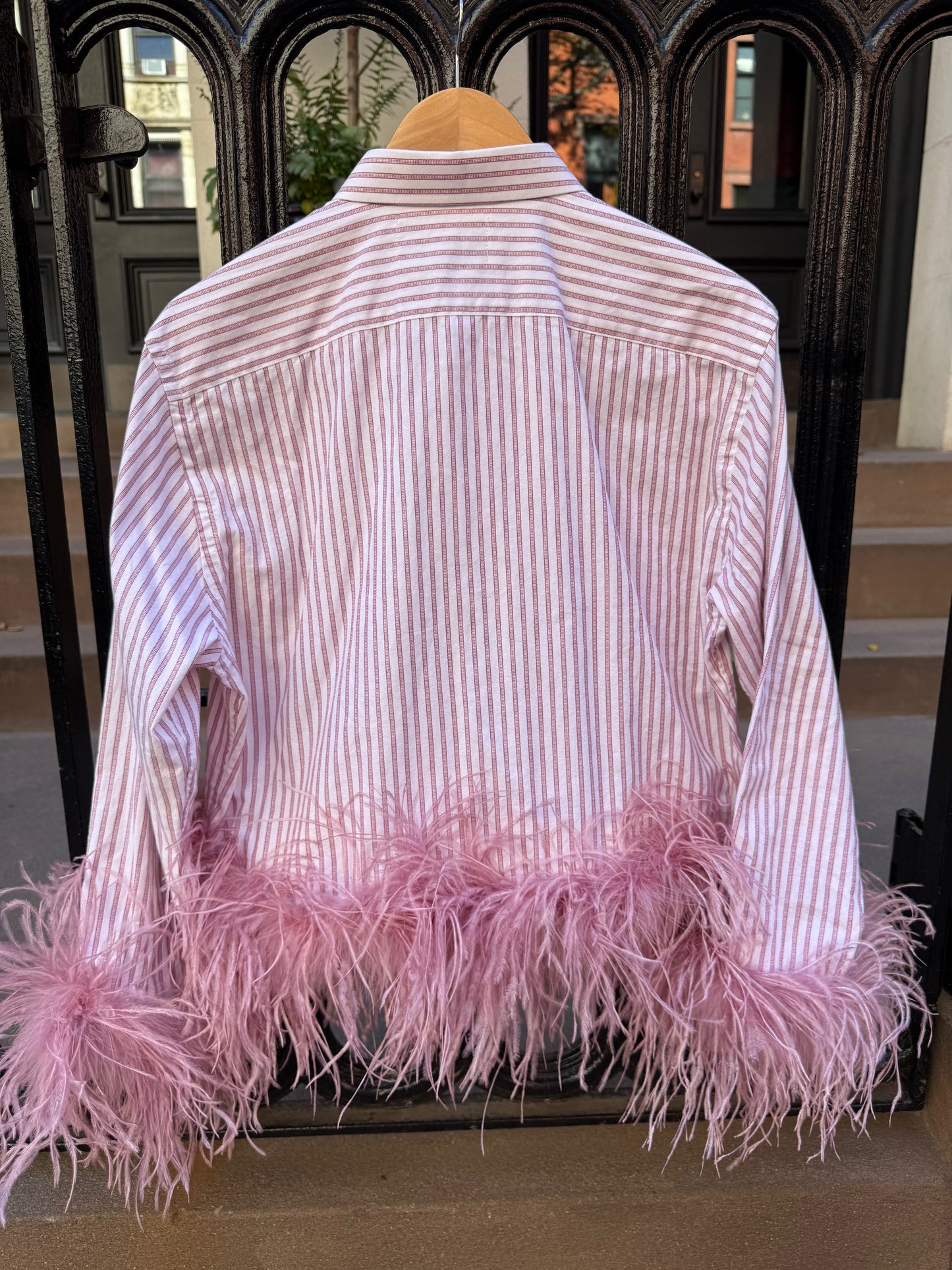 The Colette Feather Top - Red Ticking Stripe & Dusty Rose