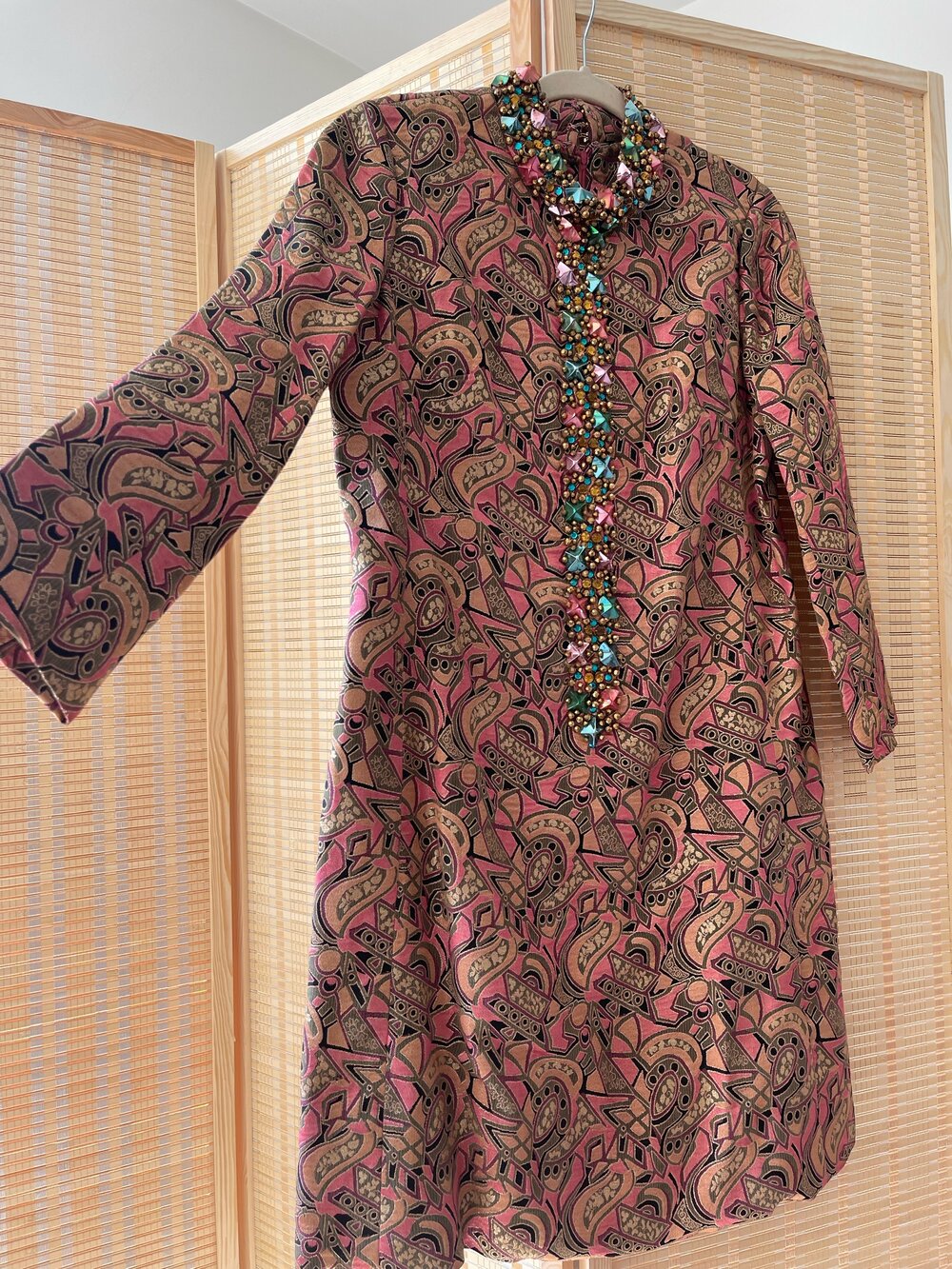 60s/70s hand embellished brocade dress