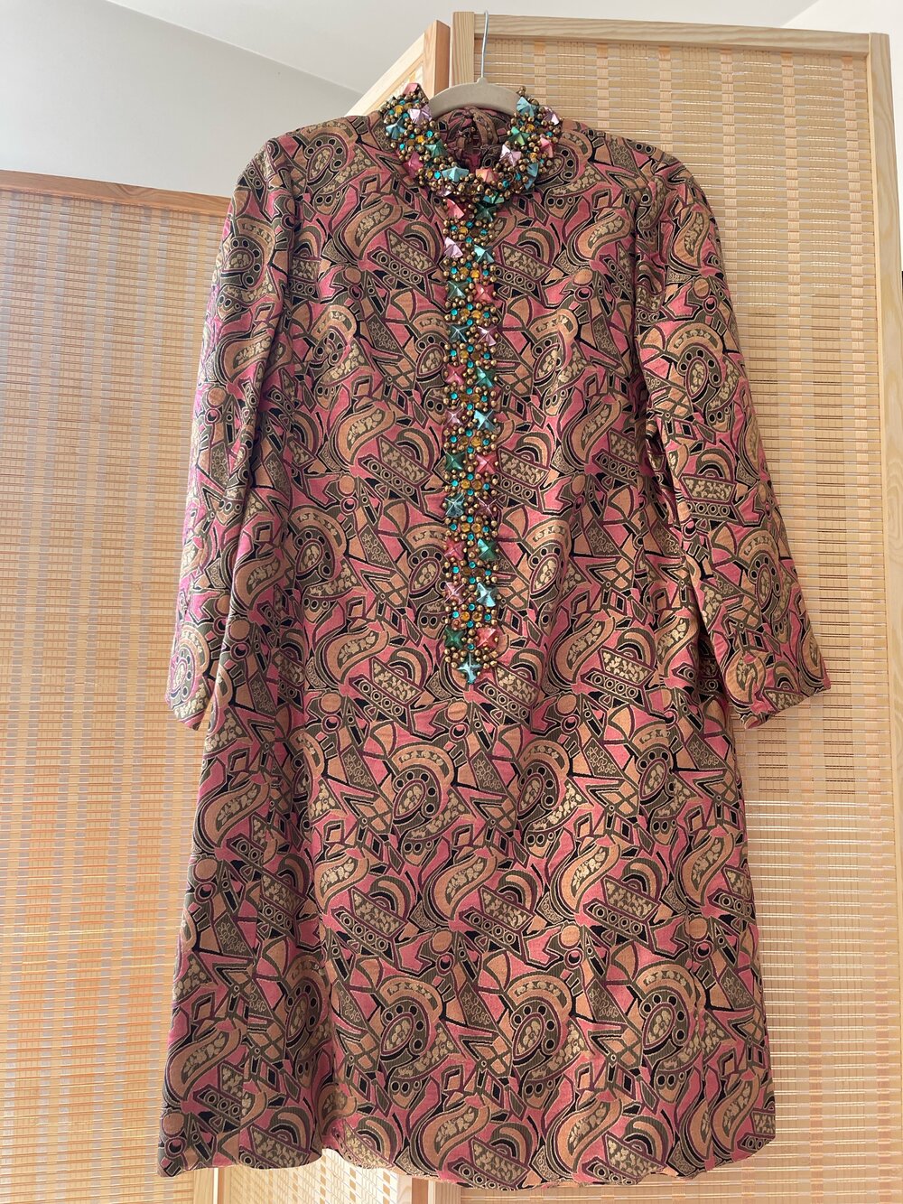 60s/70s hand embellished brocade dress